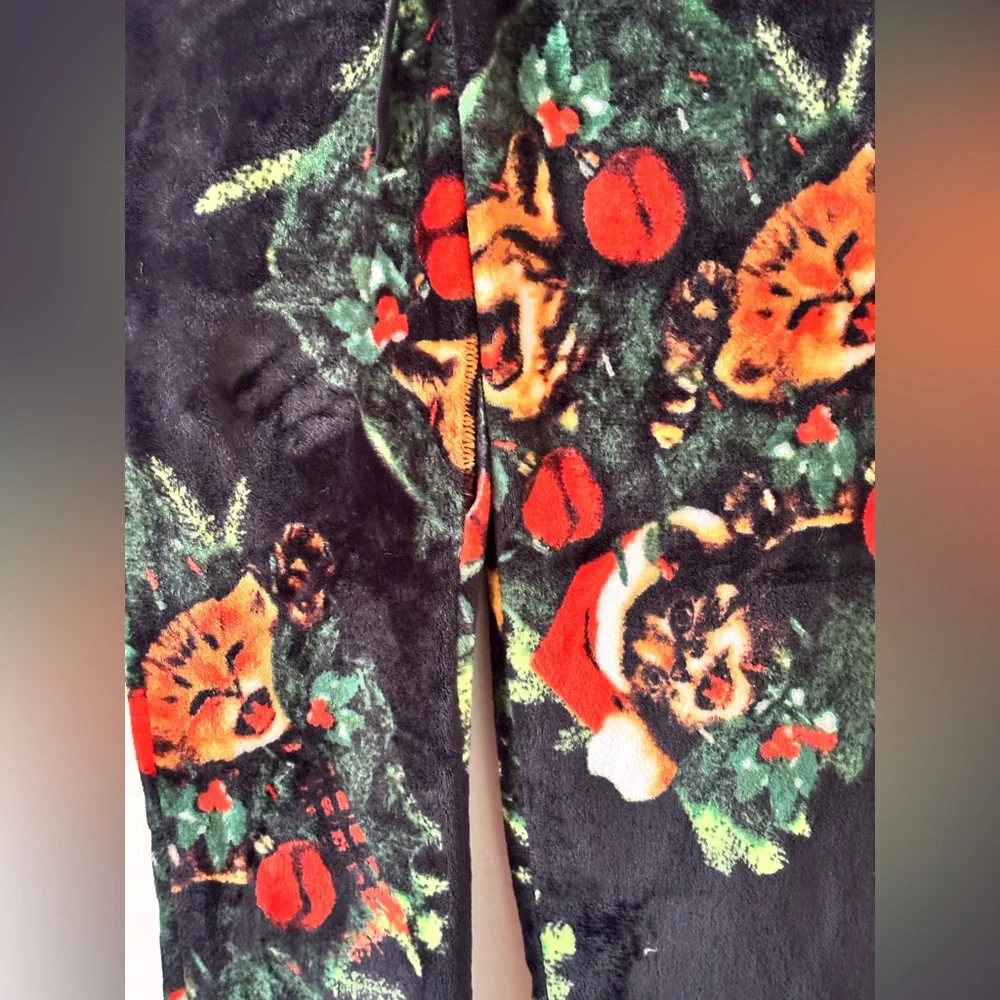 🌸 Mad Engine Christmas Cat Pajama Black Lounge Pants Women’s Medium